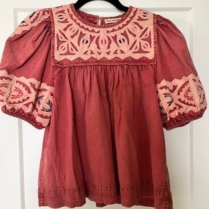 Ulla Johnson Pink Puff Sleeve Blouse Top in Size 2